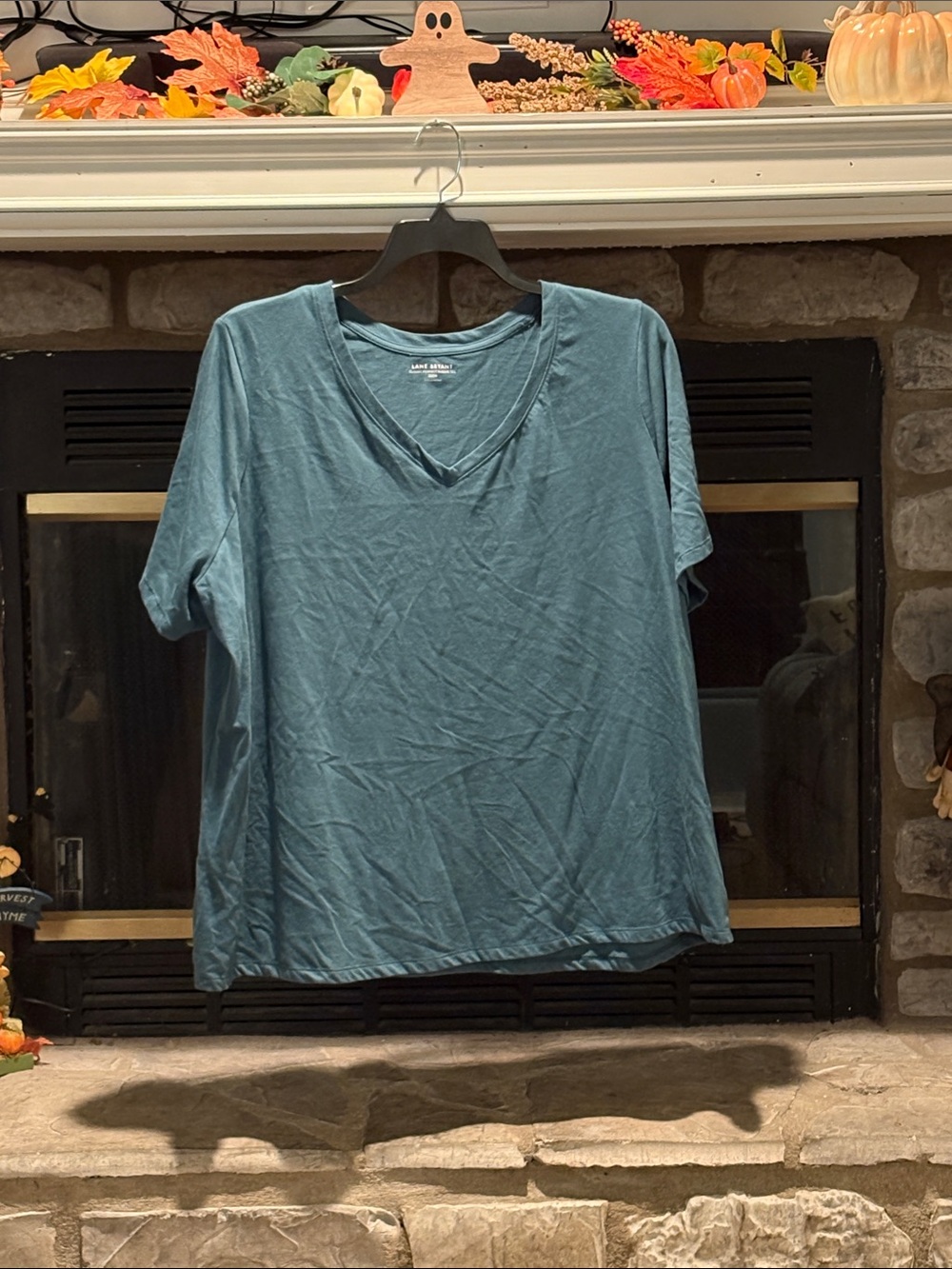 Lane Bryant Teal V-Neck Short Sleeve Tee Top